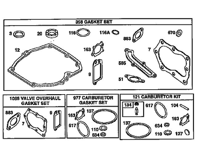 Gasket Set/Valve Overhaul Gasket Set/Carburetor Kit Diagram and Parts List for 12H800  Briggs and Stratton Engine